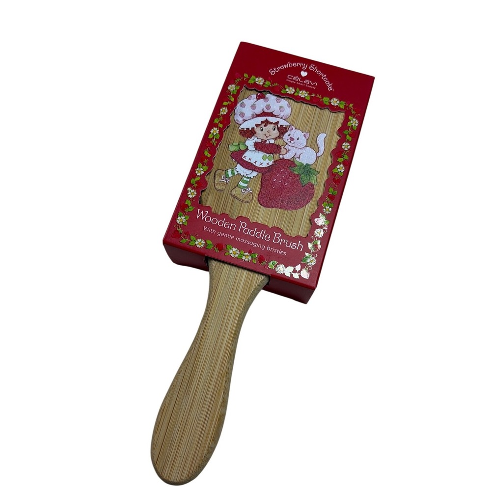 Celavi Strawberry Shortcake Wooden Paddle Brush Bamboo Hair Brush New